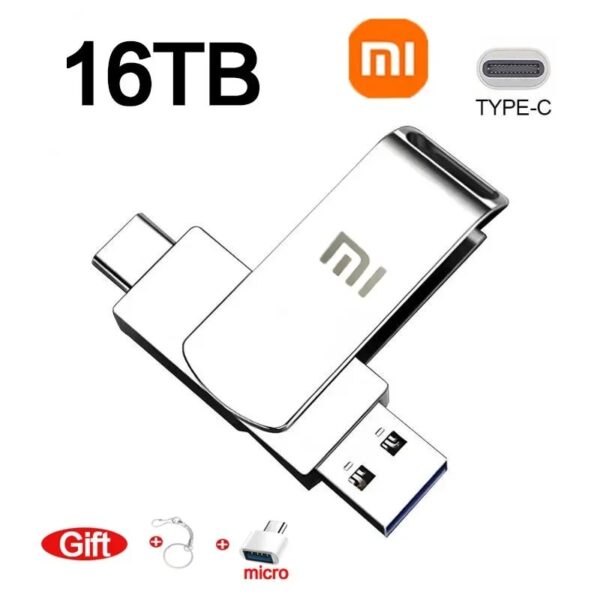 Xiaomi 16TB Metal Usb 3.0 Flash Drives High Speed Pendrive 2TB 8TB Usb Drive Portable SSD Memoria Usb Flash Disk TYPE-C Adapter