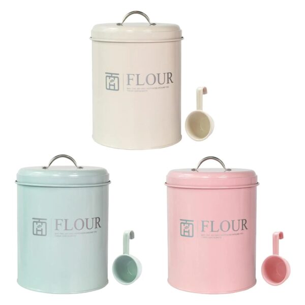 Flour Storag Bucket 2.5kg with Spoon Food Storage Jars Storage Containers for Kitchen Household Wheat Flour Nuts Dried Fruits