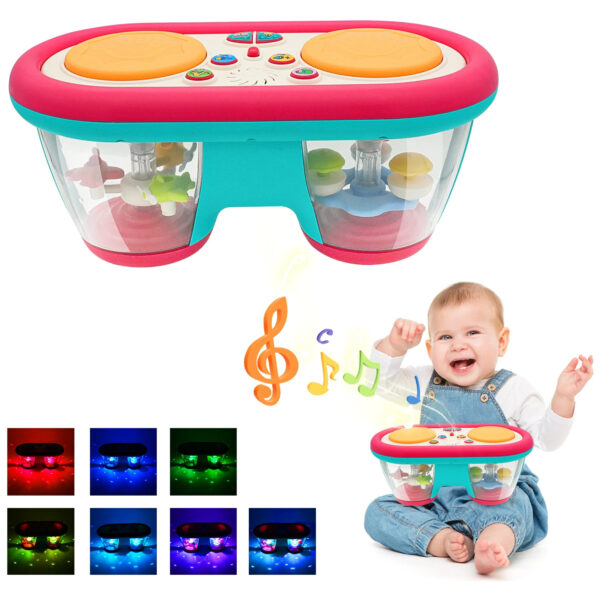 KENLUMO 2024 New Kids Musical Toy Baby Clap Drum 12+ Month Rotating Music Sensory Toys Flash Light Instrument Early Educational