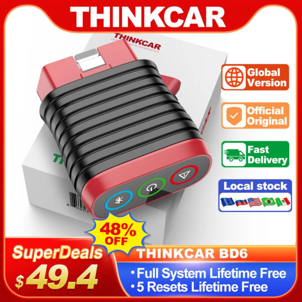 THINKCAR BD6 OBD2 Scanner Full System Diagnostic OIL IMMO ETS BLEED Brake Reset Lifetime Free All Auto Car Via THINKDIAG APP