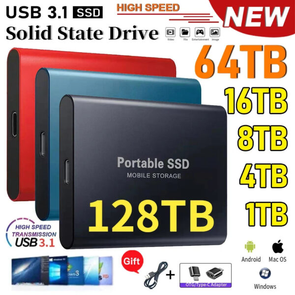 High-speed External Solid State Drive 1TB Portable External Hard Drive ssd 2TB  External hard disk ssd hard drive For Laptop Mac